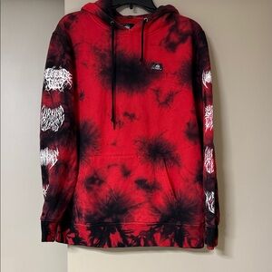 Red and Black Tie-Dye Women's Hoodie